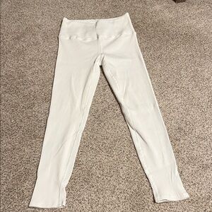 Carbon38 White Ribbed Leggings